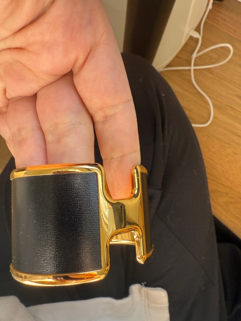 Hermes Black and Gold Olympe cuff bracelet - Picture 4 of 8